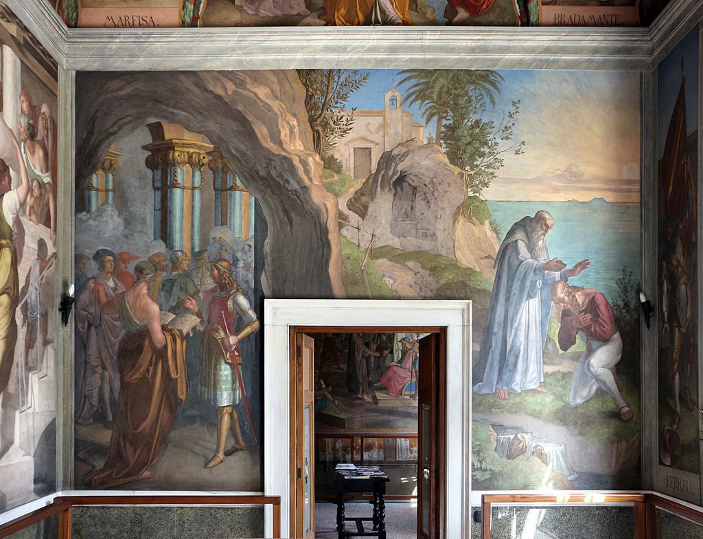 Affreschi di casa Massimo - Bradamante e Ruggiero convertito, Stanza di Ariosto, Villa Giustiniani Massimo, Roma